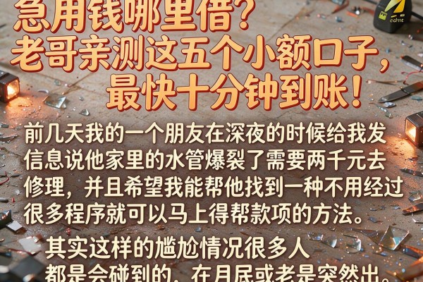 急用钱哪里借？老哥亲测这五个小额口子，最快十分钟到账！