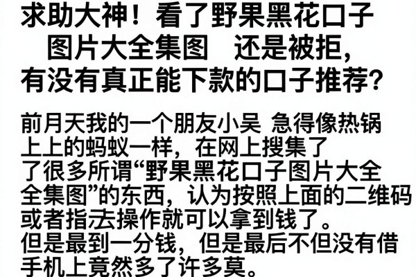 求助大神！看了野果黑花口子图片大全集图还是被拒，有没有真正能下款的口子推荐？