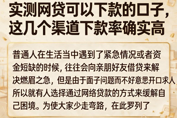 实测网贷可以下款的口子，这几个渠道下款率确实高