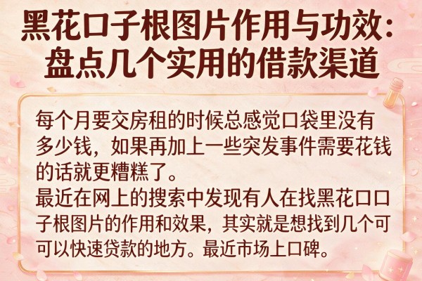 黑花口子根图片作用与功效：盘点几个实用的借款渠道