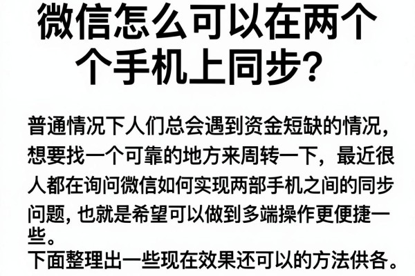 微信怎么可以在两个手机上同步?分享几个实用的周转渠道