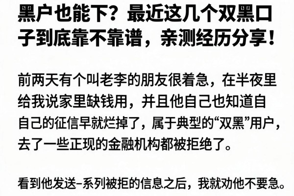 黑户也能下?最近这几个双黑口子到底靠不靠谱,亲测经历分享!