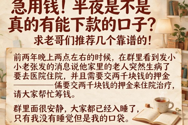 急用钱！半夜是不是真的有能下款的口子？求老哥们推荐几个靠谱的！