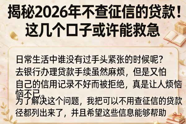 揭秘2026年不查征信的贷款，这几个口子或许能救急