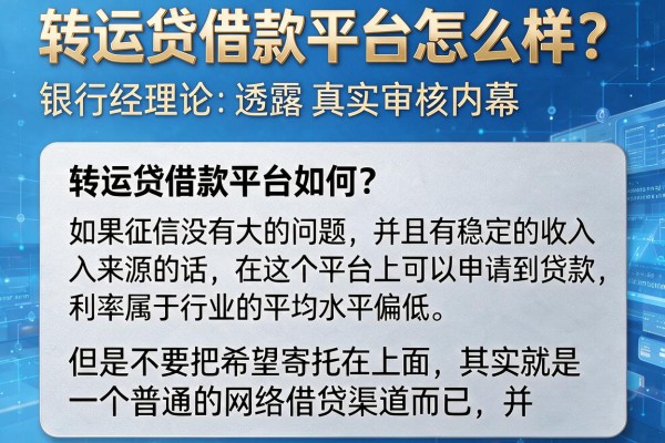 转运贷借款平台怎么样？银行经理透露真实审核内幕