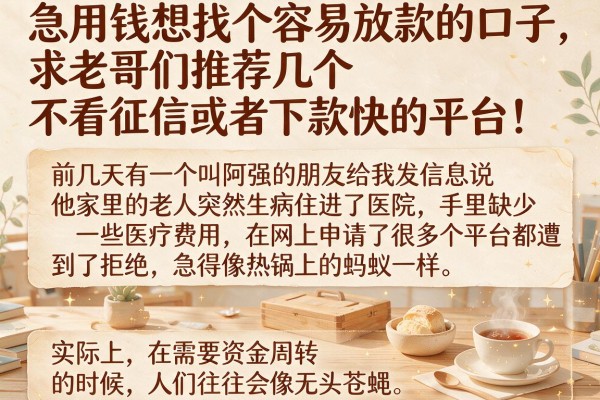 急用钱想找个容易放款的口子,求老哥们推荐几个不看征信或者下款快的平台!