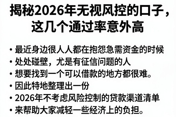 揭秘2026年无视风控的口子，这几个通过率意外高