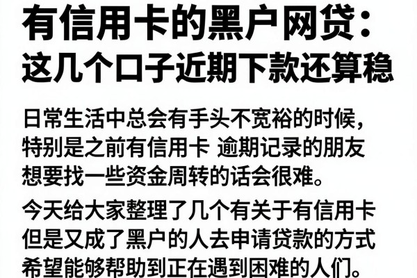 有信用卡的黑户网贷：这几个口子近期下款还算稳