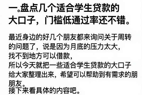 盘点几个适合学生贷款的大口子，门槛低通过率还不错