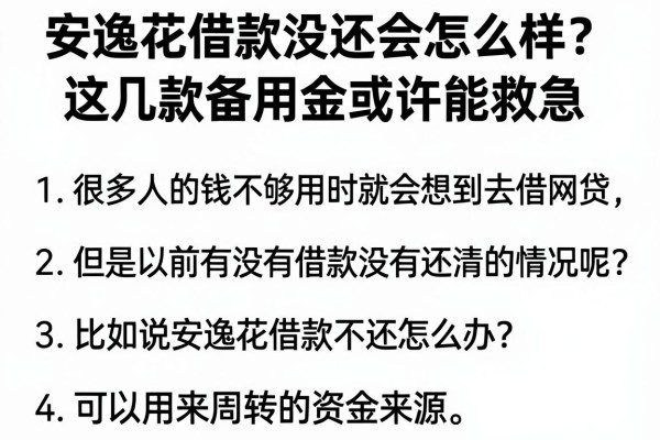 安逸花借款没还会怎么样？这几款备用金或许能救急