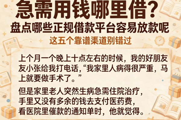 急需用钱哪里借？盘点哪些正规借款平台容易放款呢，这五个靠谱渠道别错过