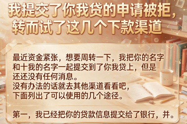 我提交了你我贷的申请被拒，转而试了这几个下款渠道