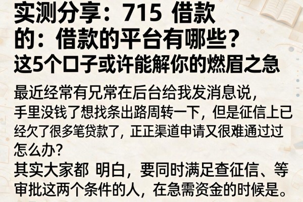 实测分享：715借款的平台有哪些？这5个口子或许能解你的燃眉之急