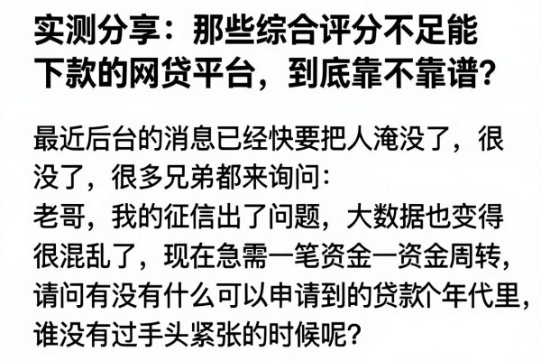 实测分享：那些综合评分不足能下款的网贷平台，到底靠不靠谱？
