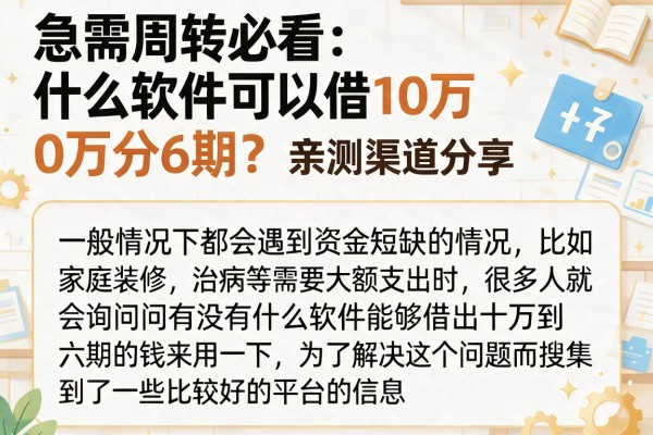 急需周转必看：什么软件可以借10万分6期？亲测渠道分享