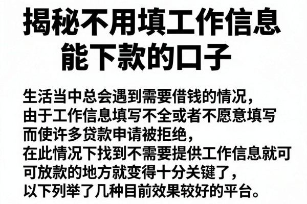 揭秘不用填工作信息能下款的口子，这几个审核宽松