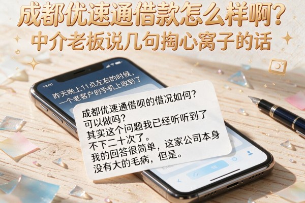 成都优速通借款怎么样啊？中介老板说几句掏心窝子的话