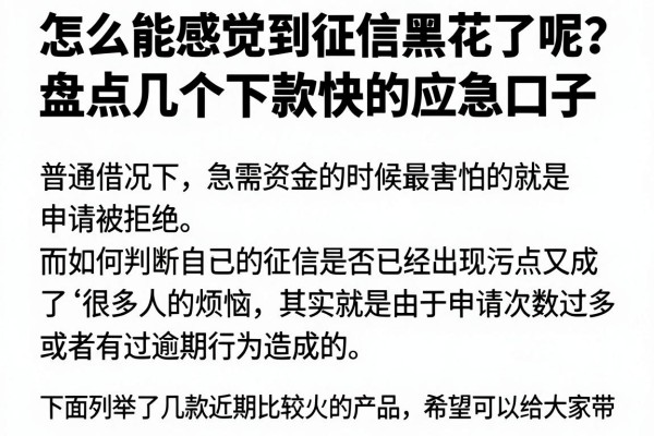 怎么能感觉到征信黑花了呢？盘点几个下款快的应急口子