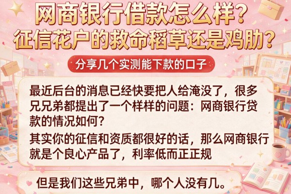 网商银行借款怎么样？征信花户的救命稻草还是鸡肋？分享几个实测能下款的口子