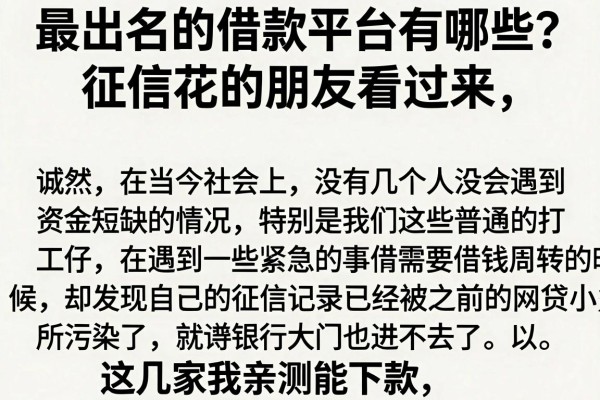 最出名的借款平台有哪些？征信花的朋友看过来，这几家我亲测能下款