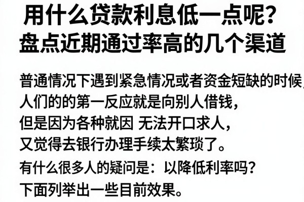 用什么贷款利息低一点呢？盘点近期通过率高的几个渠道