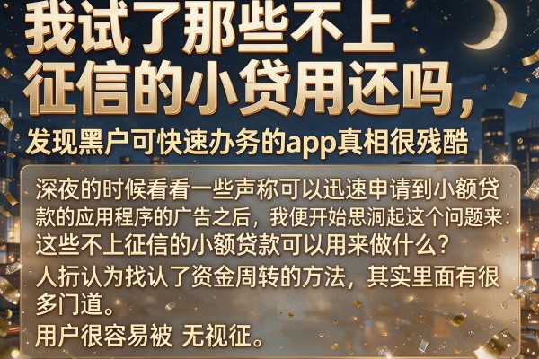 我试了那些不上征信的小贷用还吗，发现黑户可快速办理小额贷款业务的app真相很残酷