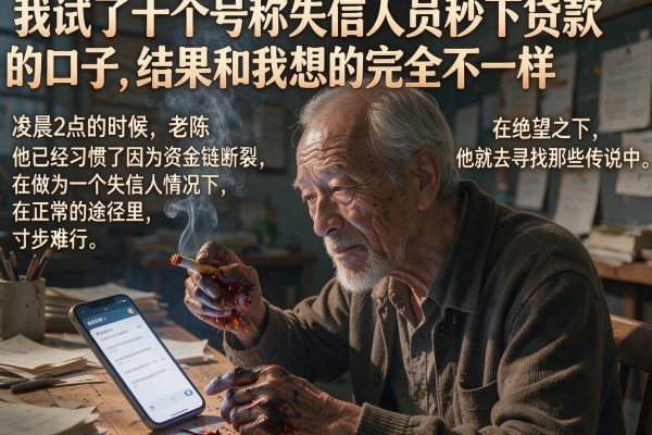我试了十个号称失信人员秒下贷款的口子，结果和我想的完全不一样