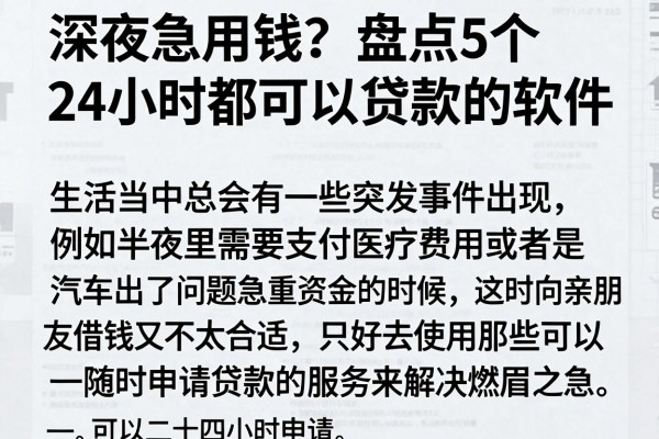 深夜急用钱？盘点5个24小时都可以贷款的软件