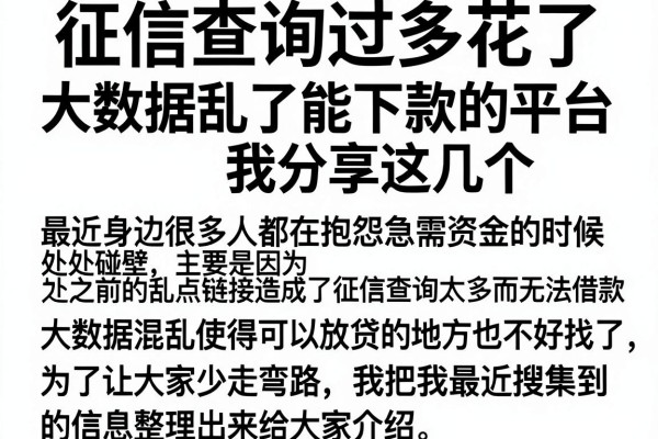 征信查询过多花了,大数据乱了能下款的平台我分享这几个
