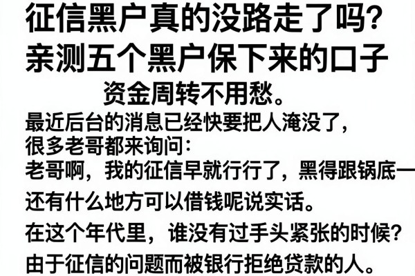 征信黑户真的没路走了吗？亲测五个黑户保下来的口子，资金周转不用愁