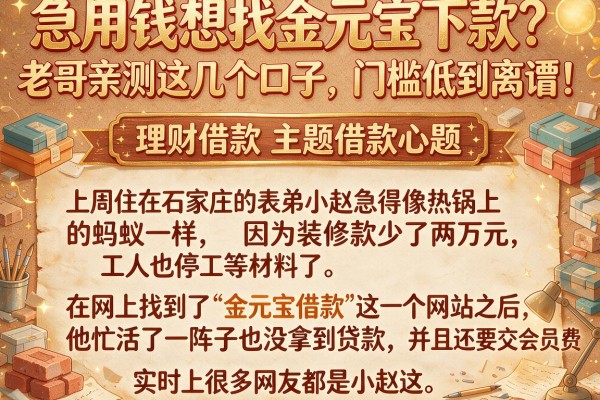 急用钱想找金元宝下款？老哥亲测这几个口子，门槛低到离谱！