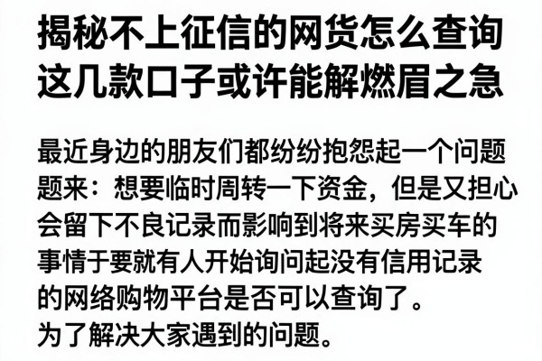 揭秘不上征信的网货怎么查询，这几款口子或许能解燃眉之急