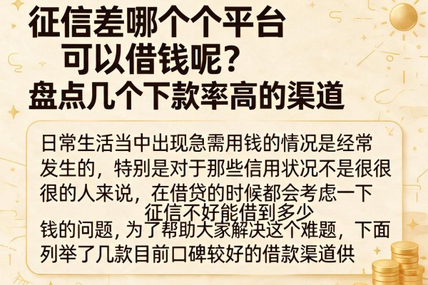 征信差哪个平台可以借钱呢？盘点几个下款率高的渠道