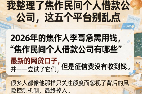 我整理了焦作民间个人借款公司，这五个平台别乱点