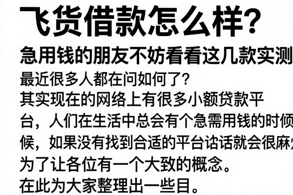 飞货借款怎么样？急用钱的朋友不妨看看这几款实测