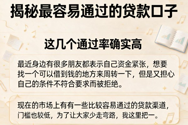 揭秘最容易通过的贷款口子,这几个通过率确实高