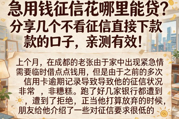 急用钱征信花哪里能贷？分享几个不看征信直接下款的口子，亲测有效！