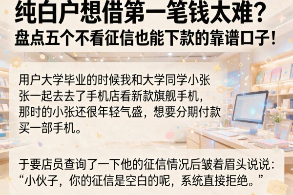 纯白户想借第一笔钱太难？盘点五个不看征信也能下款的靠谱口子！