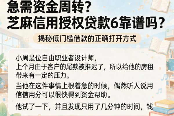 急需资金周转？芝麻信用授权贷款6靠谱吗？揭秘低门槛借款的正确打开方式