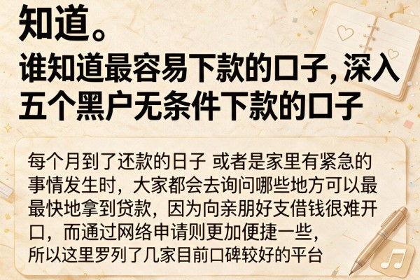 谁知道最容易下款的口子，深入剖析五个黑户无条件下款的口子
