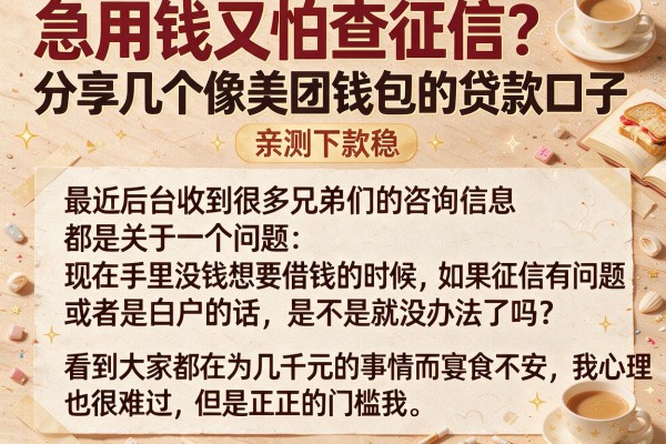 急用钱又怕查征信？分享几个像美团钱包的贷款口子，亲测下款稳