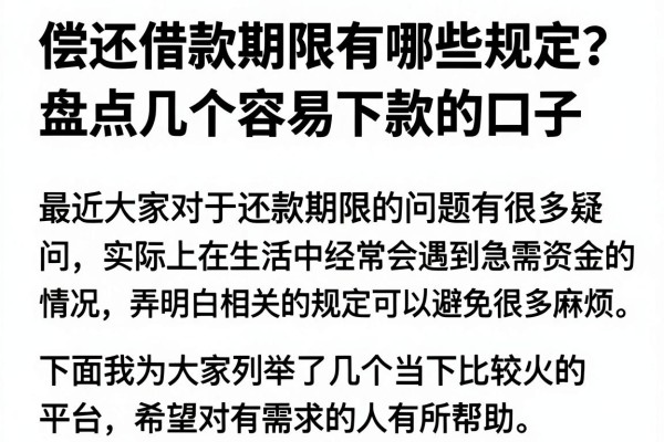 偿还借款期限有哪些规定？盘点几个容易下款的口子