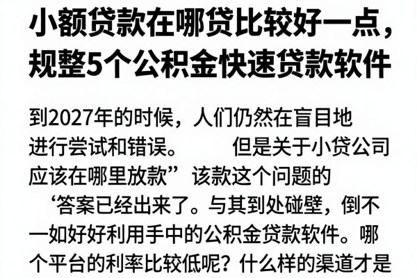 小额贷款在哪贷比较好一点，规整5个公积金快速贷款软件