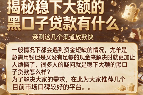 揭秘稳下大额的黑口子贷款有什么，亲测这几个渠道放款快