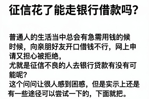 征信花了能走银行借款吗?整理了几个还能下款的渠道