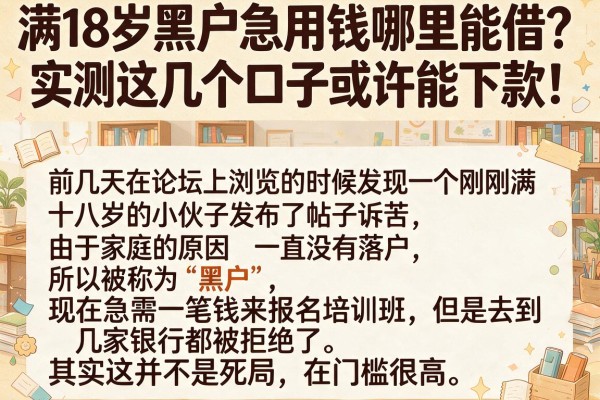 满18岁黑户急用钱哪里能借?实测这几个口子或许能下款!