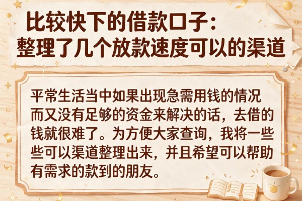比较快下的借款口子：整理了几个放款速度可以的渠道