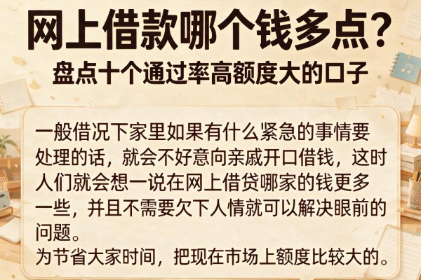 网上借款哪个钱多点？盘点十个通过率高额度大的口子