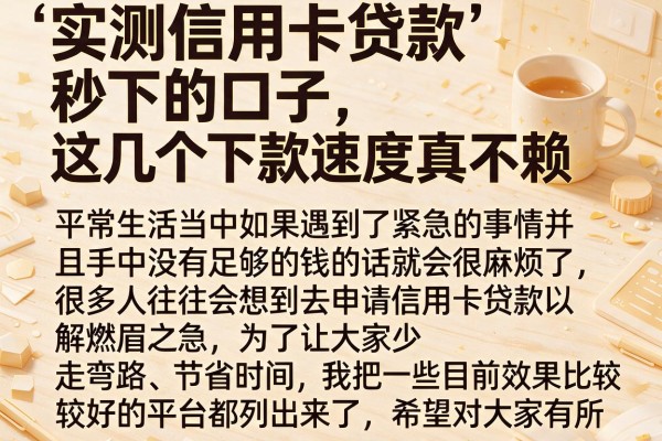 实测信用卡贷款秒下的口子，这几个下款速度真不赖