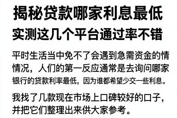 揭秘贷款哪家利息最低，实测这几个平台通过率不错